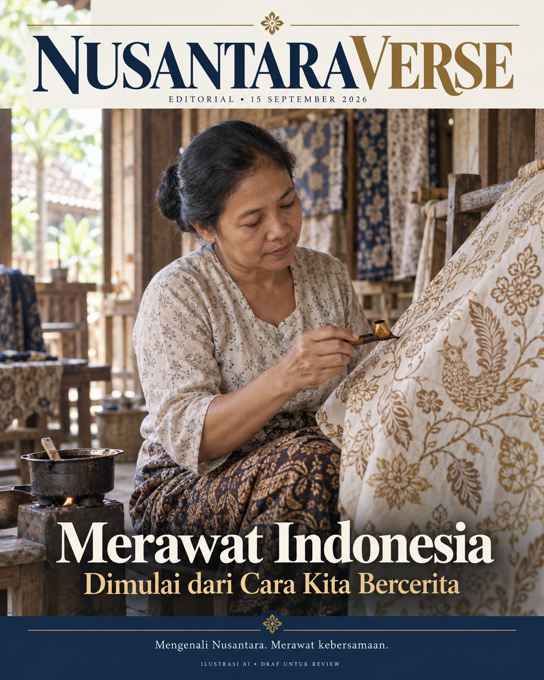 Ilustrasi AI: kegiatan membatik untuk Nusantaraverse
