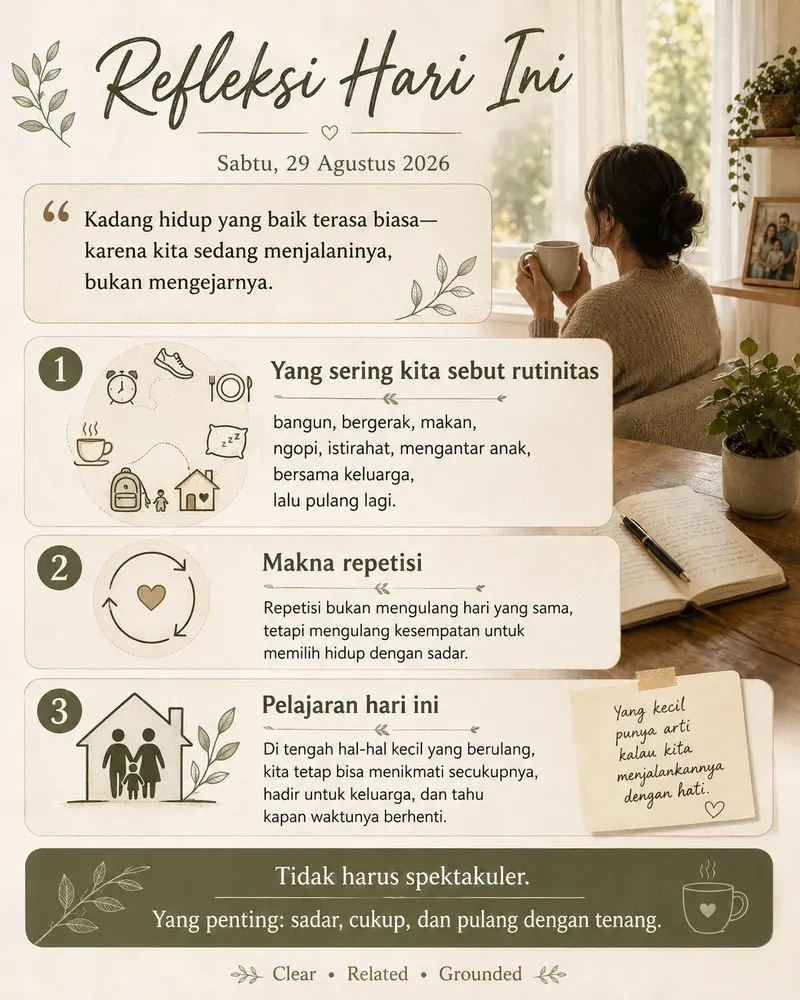 Poster Refleksi Hari Ini tentang rutinitas